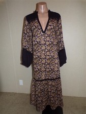 Anthropologie Cleobella Maxi Dress Black Brown Floral Size XS 100% Cotton