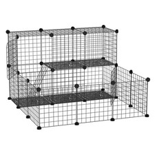 PawHut Recinto per Conigli Modulabile con Accessori Montaggio 105x105x70cm Nero