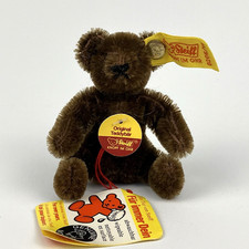 Steiff Original Mini Brown Teddy Bear 1980s Replica /w Ear Tags 3" 0206/11