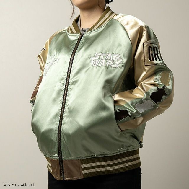STAR WARS グローグーグリーンスカジャン STAR WARS The Child Grogu Embroidery Jacket Sukajan Green x Gold