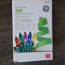 GE 100 ConstantON 100 Miniature Lights Multi Color Green Wire String lights NEW