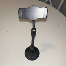 Black Adjustable Angle Desktop Phone Stand Holder w/ Clamp, Plastic 15in