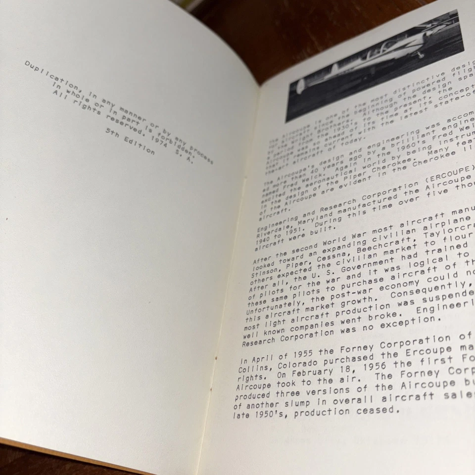 The Twin Tail Tiger Ercoupe 1974 Aircoupe Alon Mooney manual guía libro Foto 3 de 4