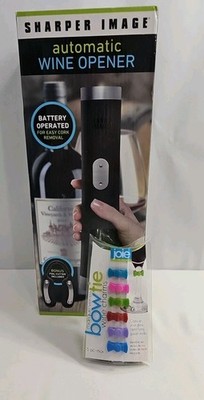 Sharper Image Automatic Wine Bottle Opener Bundle W/Wine Charms