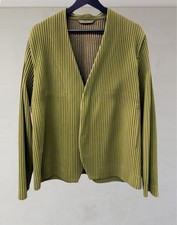 HOMME PLISSE ISSEY MIYAKE Collarless Jacket Olive Green HP71JD131 Size 2 Used