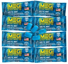 MEG Military Energy Gum, 100mg Caffeine per Piece, Arctic Mint, 8 Pack -40 Count