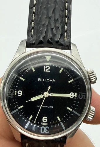 Ultra Rare 1962 Bulova Super Compressor Automatic Orignal Black Dial SERVICED