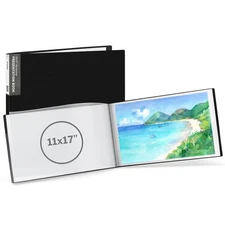 Dunwell 11x17 Portfolio Binder Folder (black, Horizontal) - Binder with Plastic