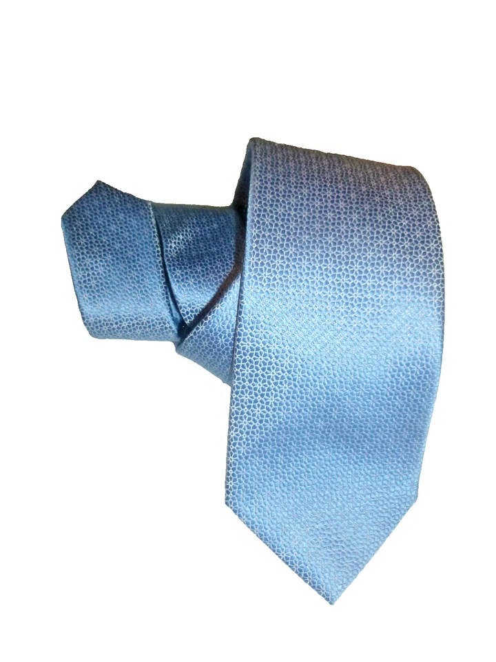 Tie Charles Tyrwhitt Silk Blue Silver Flowers Design 3.25x58” Necktie - Image 2 of 4