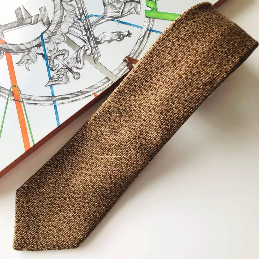 HERMES Tie Brown Solid - image 1