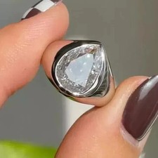 4CT Pear Cut Lab-Created Diamond Solitaire Engagement Ring 14K White Gold Plated