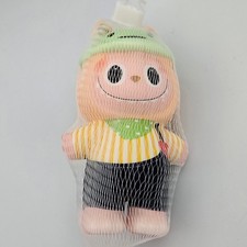 Squishy Monster in Overalls, Striped Shirt, Hat, Bandana, and Love Heart