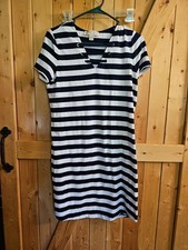 Michael Kors Ladies Blue White Stripe Short Dress, Cover Up, Round Hem, 