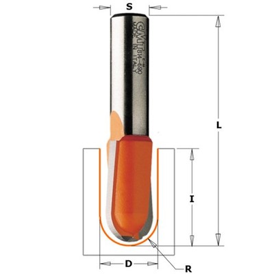 CMT Orange Tools Round Nose Router Bits 2 Flutes Carbide Tipped 2'' L x 3/8'' Dia.