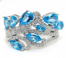 2CT Blue Topaz White Topaz 925 Sterling Silver Ring Jewelry Sz 7 MB5-5