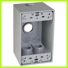 Compact Gray 1-Gang Weatherproof Outlet Box for Outdoor Use - Secure Reliable