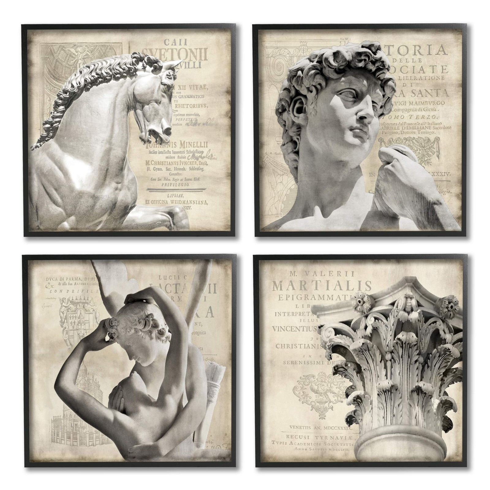 Vintage Greek Sculptures Over Antique European Texts by Oliver Jeffri