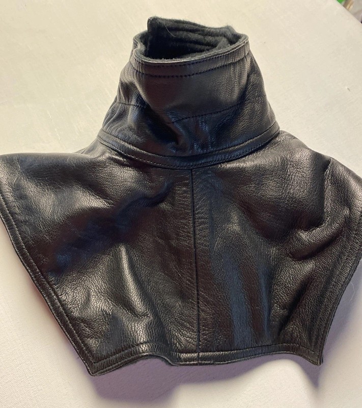 Unisex Z1R Genuine Black Leather Neck-Collar Protection Warmer, Fleece Lined SzL