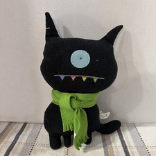 Ugly Doll 13" Black Ugly Dog Green Scarf Plush Stuffed Animal 2004