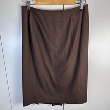 Laundry by Shelli Segal Womens 10 Chocolate Brown Wool Pencil Skirt Chic Staple
