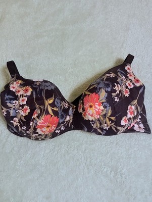 Cacique Bra 42C Lightly Lined Balconette Blue Floral Underwire