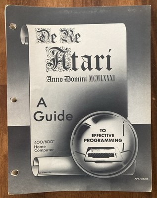 ATARI A GUIDE TO EFFECTIVE PROGRAMMING 400/800 Computer Binder Manual Cross 1981