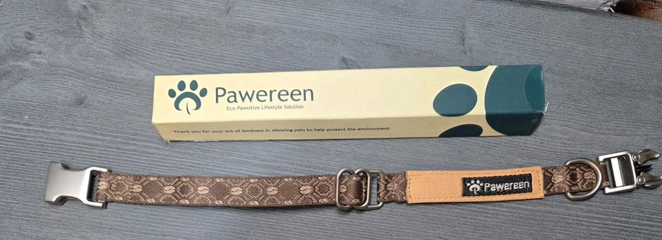 Collar de perro ecológico Pawereen 11"-13" marrón con estampado de grano de café nuevo en caja Foto 2 de 4
