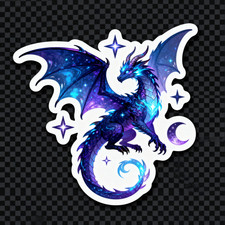 3 inch Cosmic Galaxy Dragon Vinyl Sticker  Fantasy Celestial Dragon Decal