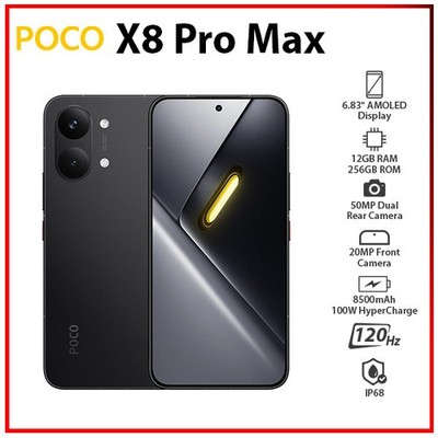 Xiaomi POCO X8 Pro Max 12GB+256GB BLACK Dual SIM Unlocked Android Cell Phone