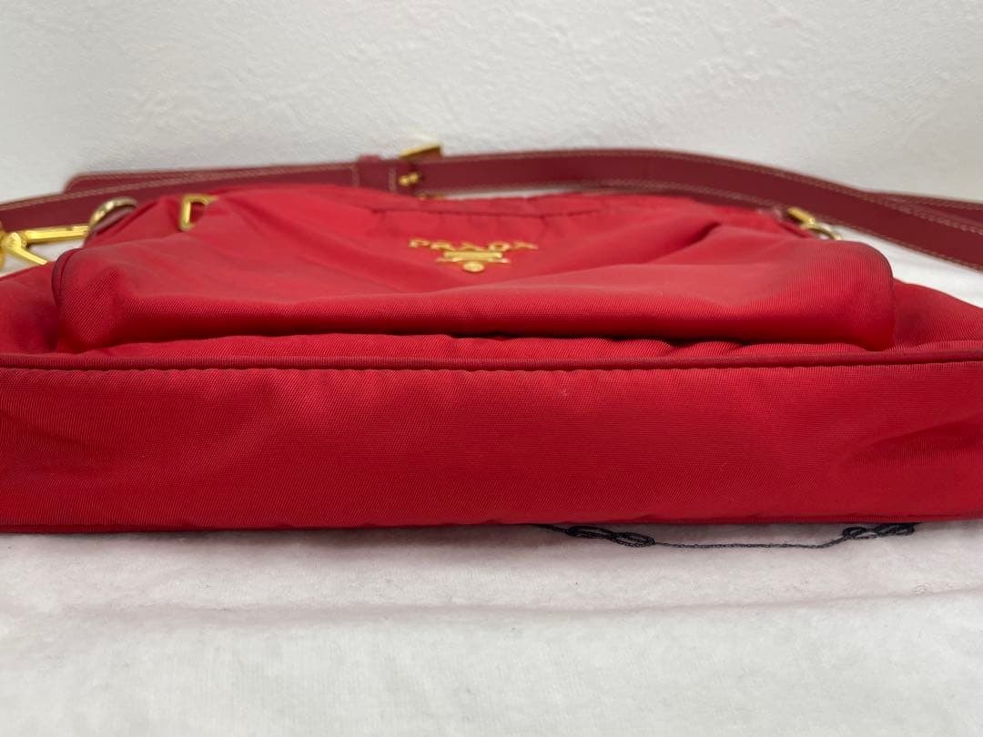 Prada Red Nylon Shoulder Bag Authentic BT0693 Crossbody Purse with Pouch thumbnail 10