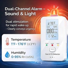 Steadfast haven co detector, 4-in-1 Detector with HD Screen, Home, Apartment