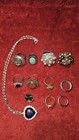 Vintage Costume Jewelry Mixed Lot Rings Necklace Free Shipping Unknown Ring Size — photo 1