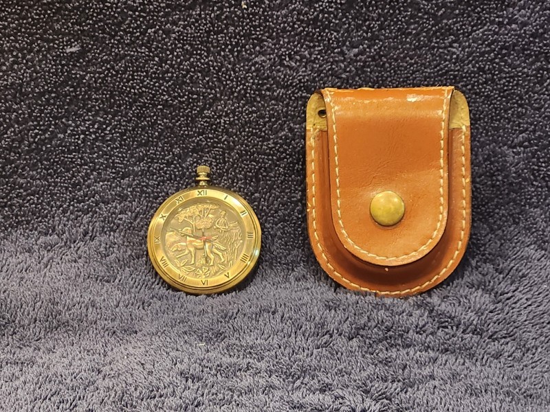 Vintage Timber Creek  Pocket Watch w/ eather Pouch, Runs!