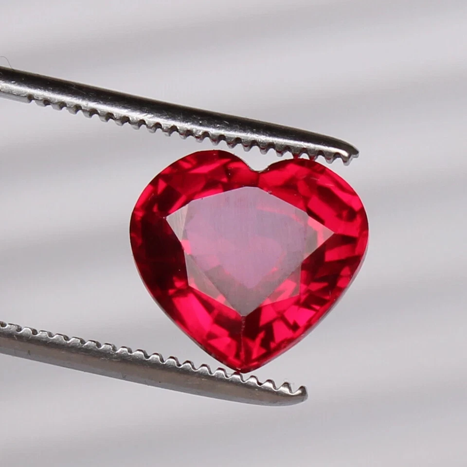 Lab Grown Ruby 12mm Heart Shape Wholesale Lot of 4 Stones - Image 1 of 1