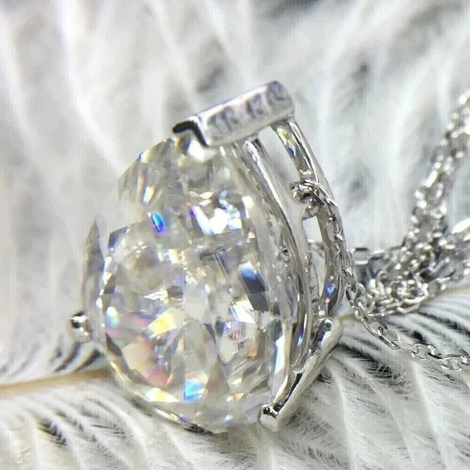 3.00Ct Pear Cut IGI Certified Lab Grown Diamond Wedding Pendant 14K White Gold