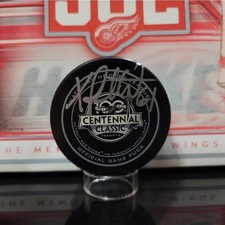 Xavier Ouellet Signed 2017 Centennial Classic Game Puck Detroit Red Wings NHL