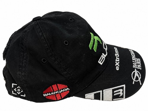 Balenciaga BLCG Extreme Embroidered Black Baseball Cap Hat Adjustable