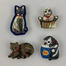 Vintage Cat Button Covers Sweater Shirt Blouse Set of 4