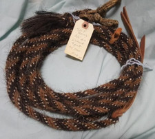 Mane Horsehair Split Reins w/ rawhide connectors-- 8 feet 3/8" dia. Pattern F16