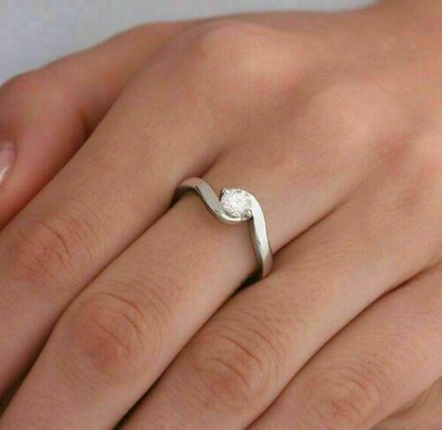 2.10Ct Round Diamond Bypass Engagement /& Wedding Ring In 14K White Gold Finish