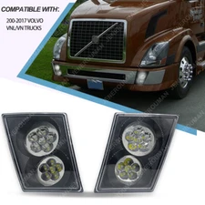 Pair Fog Lights For 2003-17 Volvo VNL VN Haul Truck LED Front Bumper Lamps LH+RH