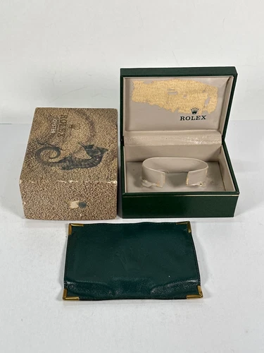 VINTAGE GENUINE ROLEX Seahorse watch box case 06.00.06 Green leather 250319002yA