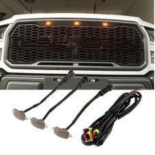 3 x Raptor Style Smoked Lens Amber LED Front Grille Running Lights For Ford F150