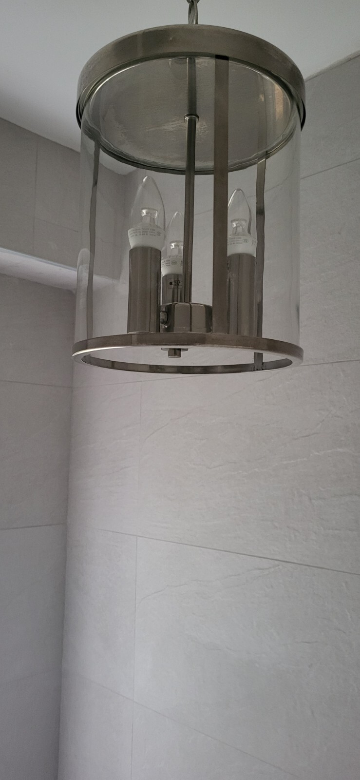 LAURA ASHLEY CEILING LIGHT SELBOURNE CHROME + GLASS 3 LIGHT PENDANT