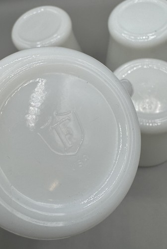 Set 4 Vintage Federal Milk Glass White Coffee Mug Cup D Handle Restaurant Style - Picture 5 of 7