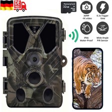 Wildkamera 36MP 4k Fotofalle WLAN Bewegungsmelder Nachtsicht Handyübertragung+SD