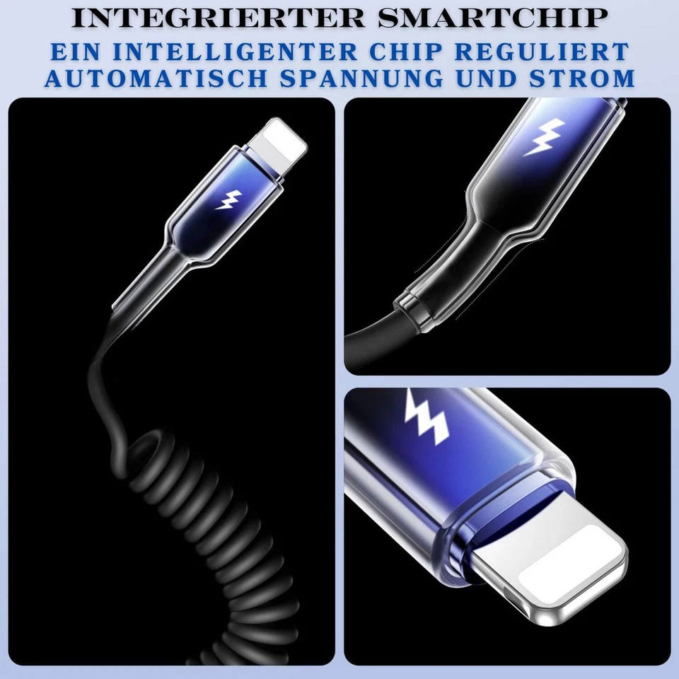 Joyroom S-A43 Crystal-Clear Serie 3A USB-A – für iPhone Spiralkabel 1,5 m - Bild 3 von 4