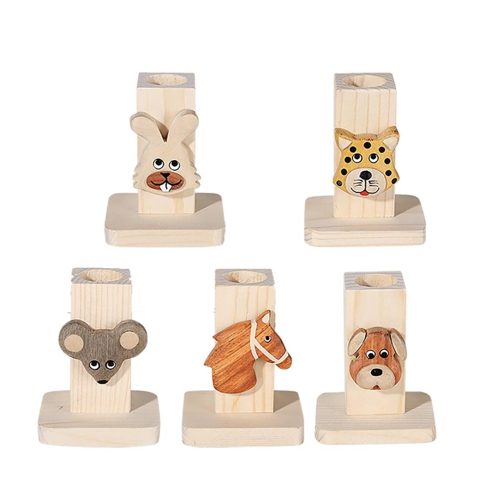 OOTB Kinder Zahnbürstenhalter Zahnbürsten Ständer Holz Tier Motive Zähne putzen