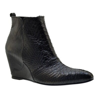 Women' Italian shoes Jo Ghost 2311 Black Leather Print Python Boots Size 36  UK