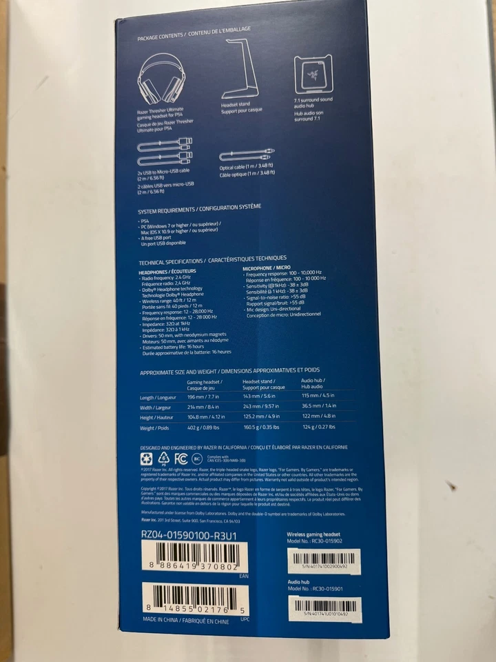 Razer Thresher Ultimate 7.1ch Dolby PS4 Wireless Gaming Headset BRAND NEW! - Image 3 of 4